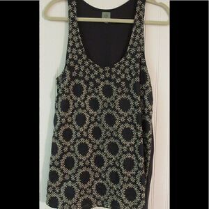 Anthropologie tank by HWR navy w/metallic threads Large